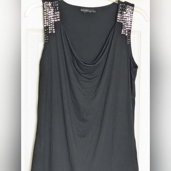 Design History Women's (Size L) Tank Top w/Cowl Neck & Sequins on Shoulders - Picture 2 of 13